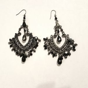 Black & Silver Chandelier Earrings